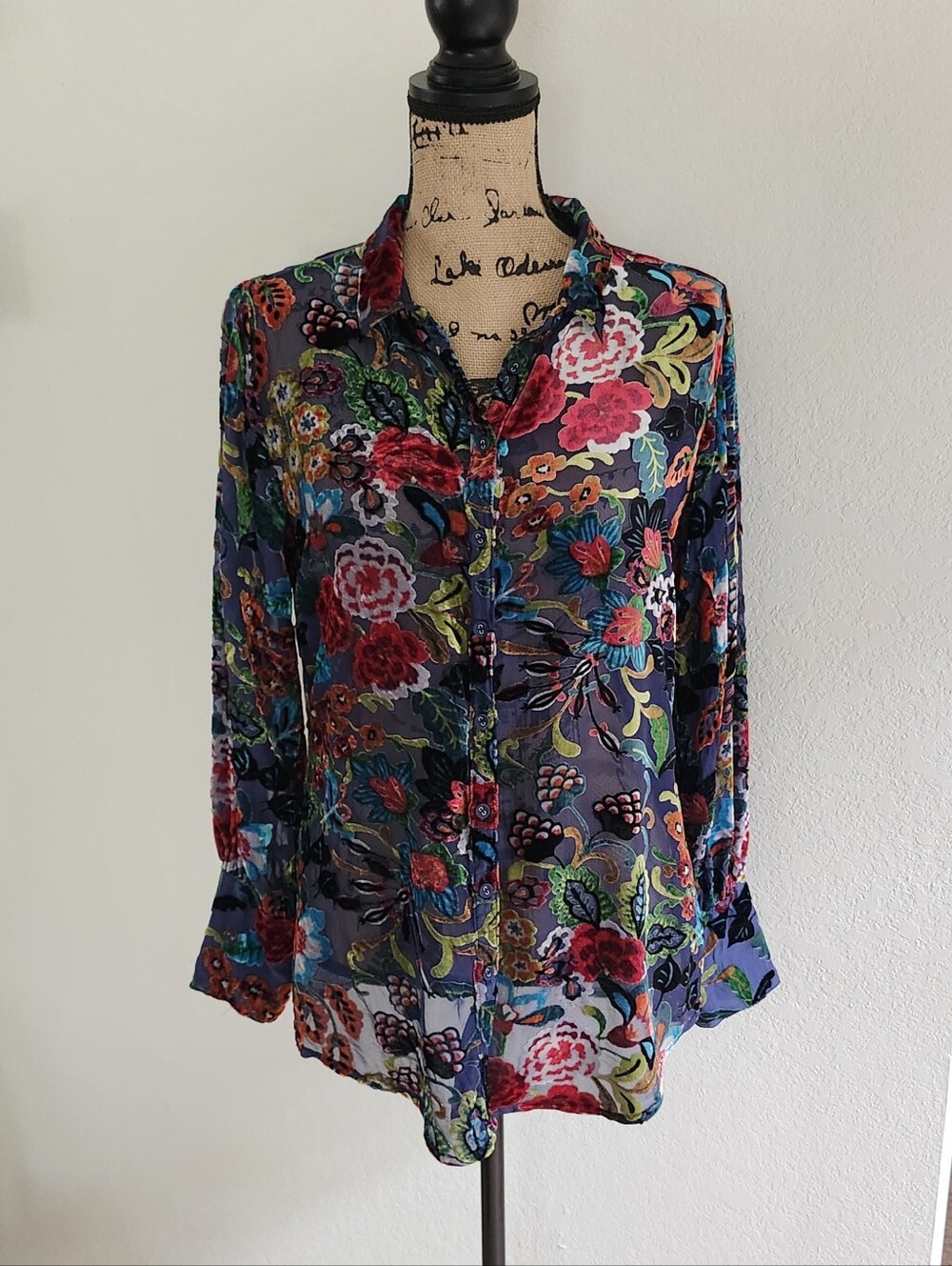 Johnny Was Minto Velvet Burnout Yrene Top Sz M